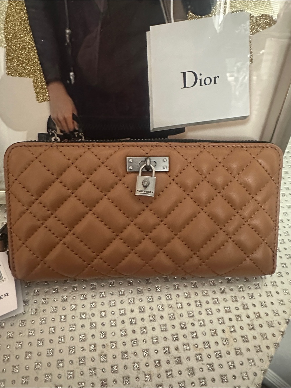 Kurt Geiger 
Quilted Leather Zip Around Wallet